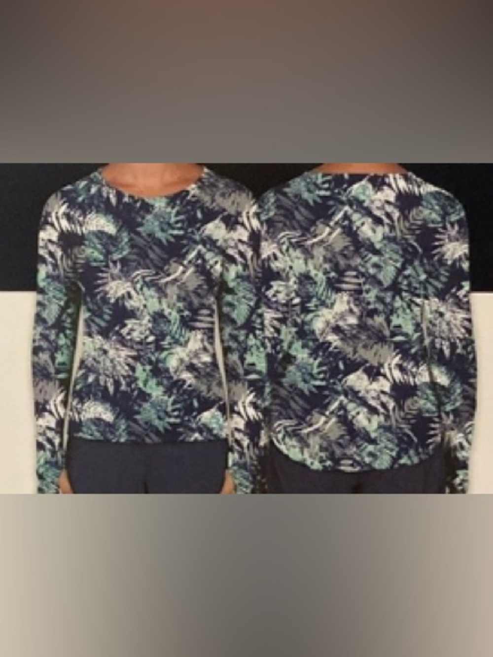 Reel Life Women's Long Sleeve UV Tee - NWT Green Leaf Print (M)